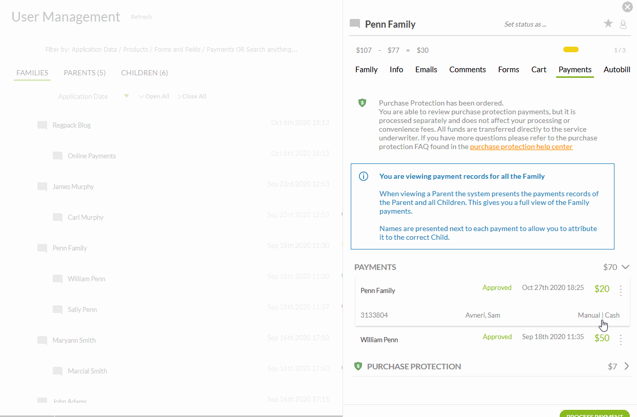 remove manual payment entry