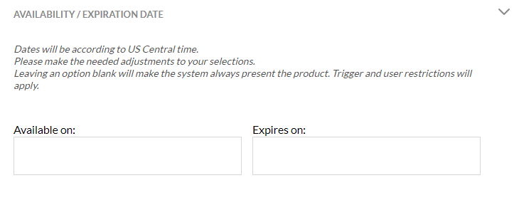 Avalibility Expiration Date