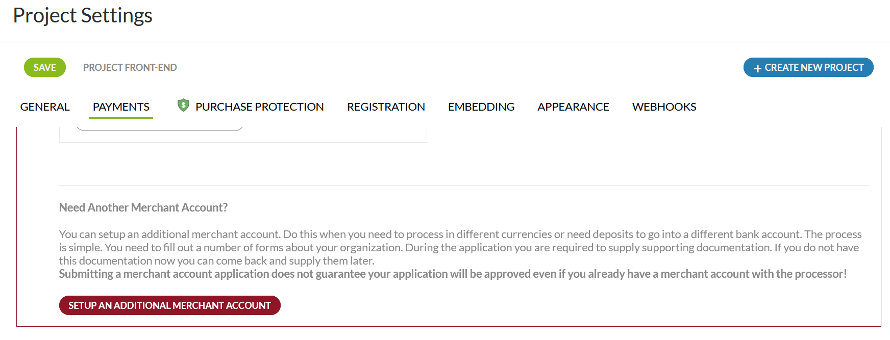 additional merchant account setup