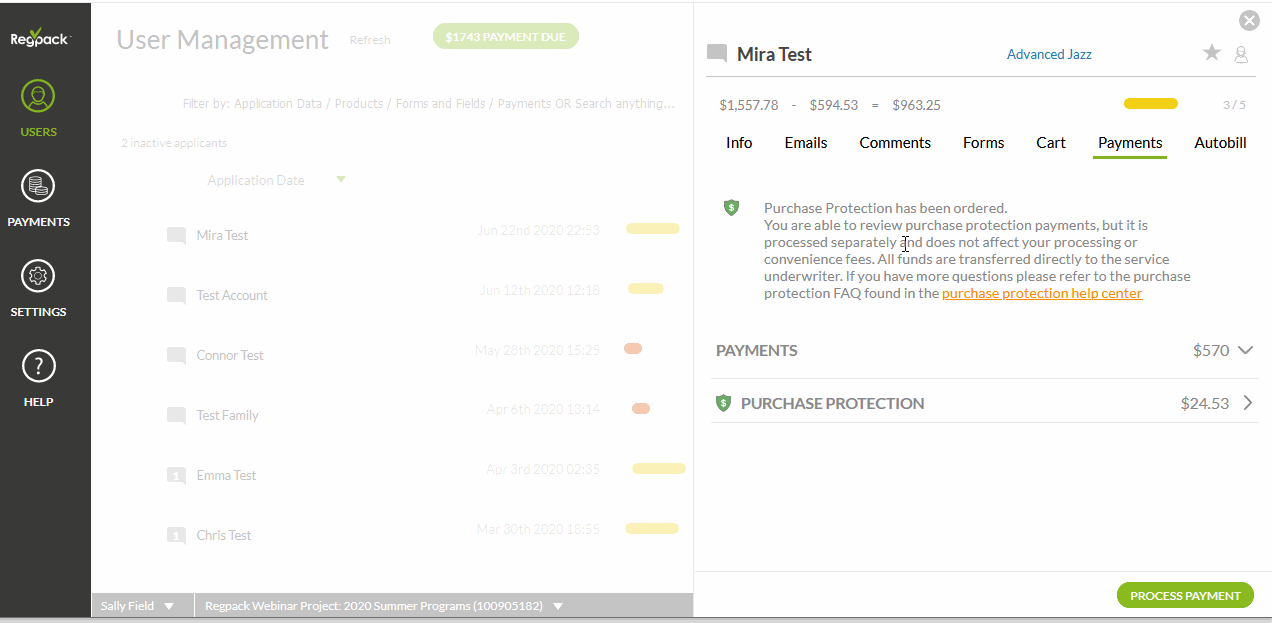 process a payment with saved card