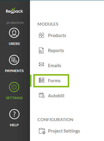 settings forms