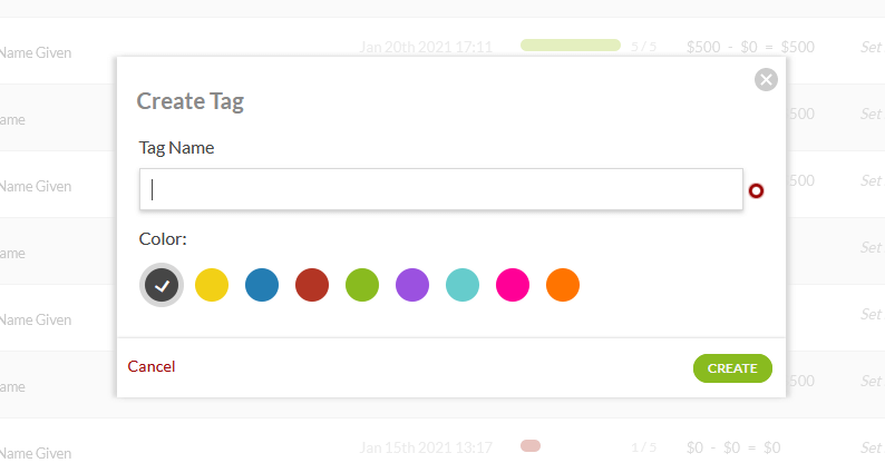 create tag with color
