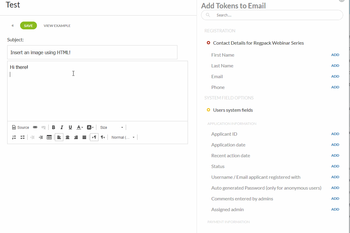 using html to add an image to an email.