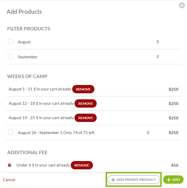 select products to add to user cart