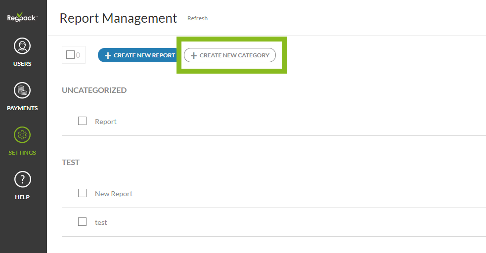 Create New Report Category