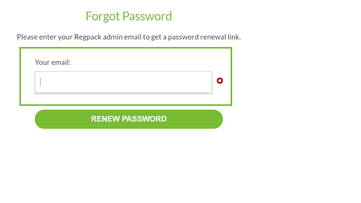 forgot regpack password